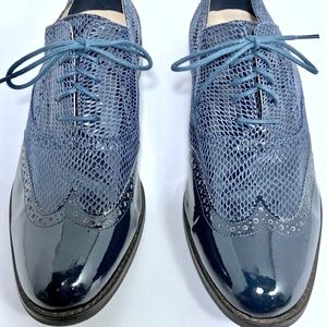 Cole Haan Oxford Wingtip Blue Snakeskin Lace-up